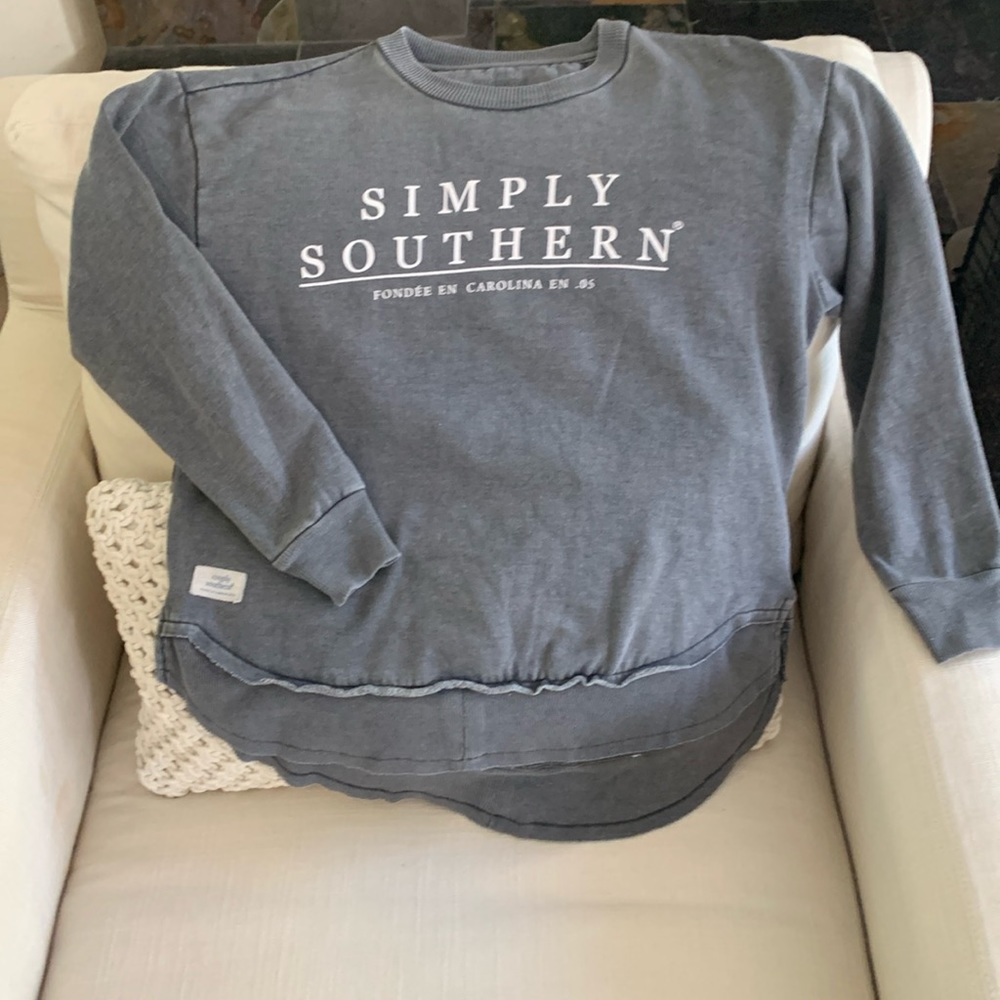 Distressed Grey Simply Southern Crewneck (S)